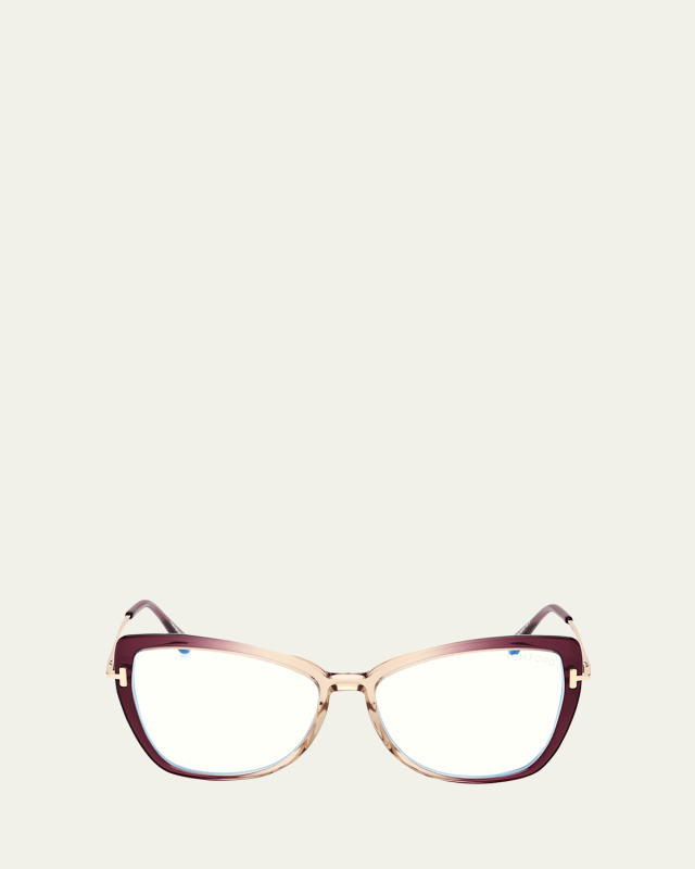 Blue Blocking Ombre Acetate & Metal Butterfly Glasses